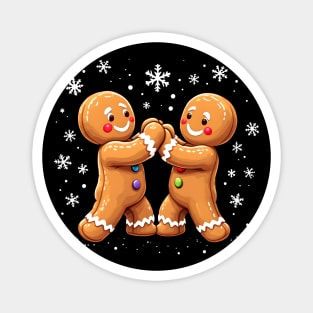 Gingerbread Dance Party Christmas Magnet